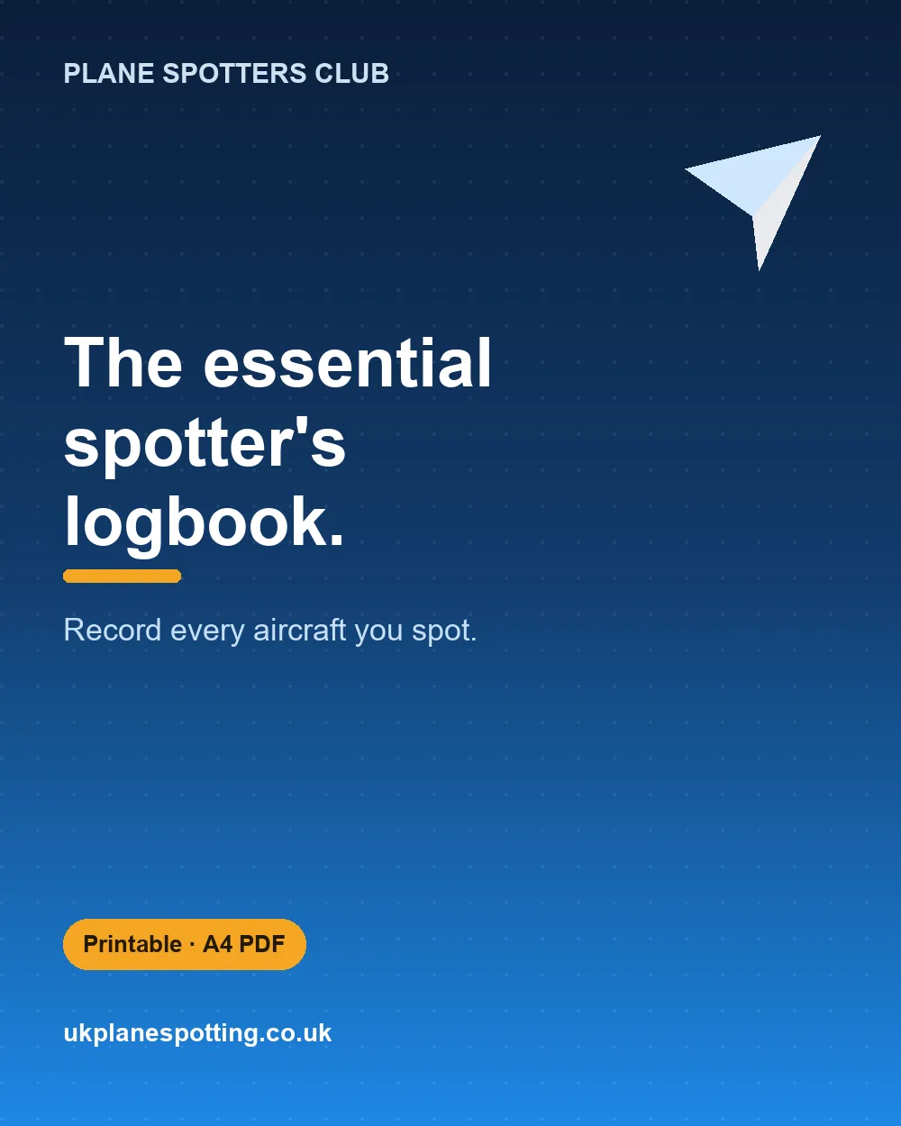 Aircraft Logbook Sheets — printable plane spotting log cover