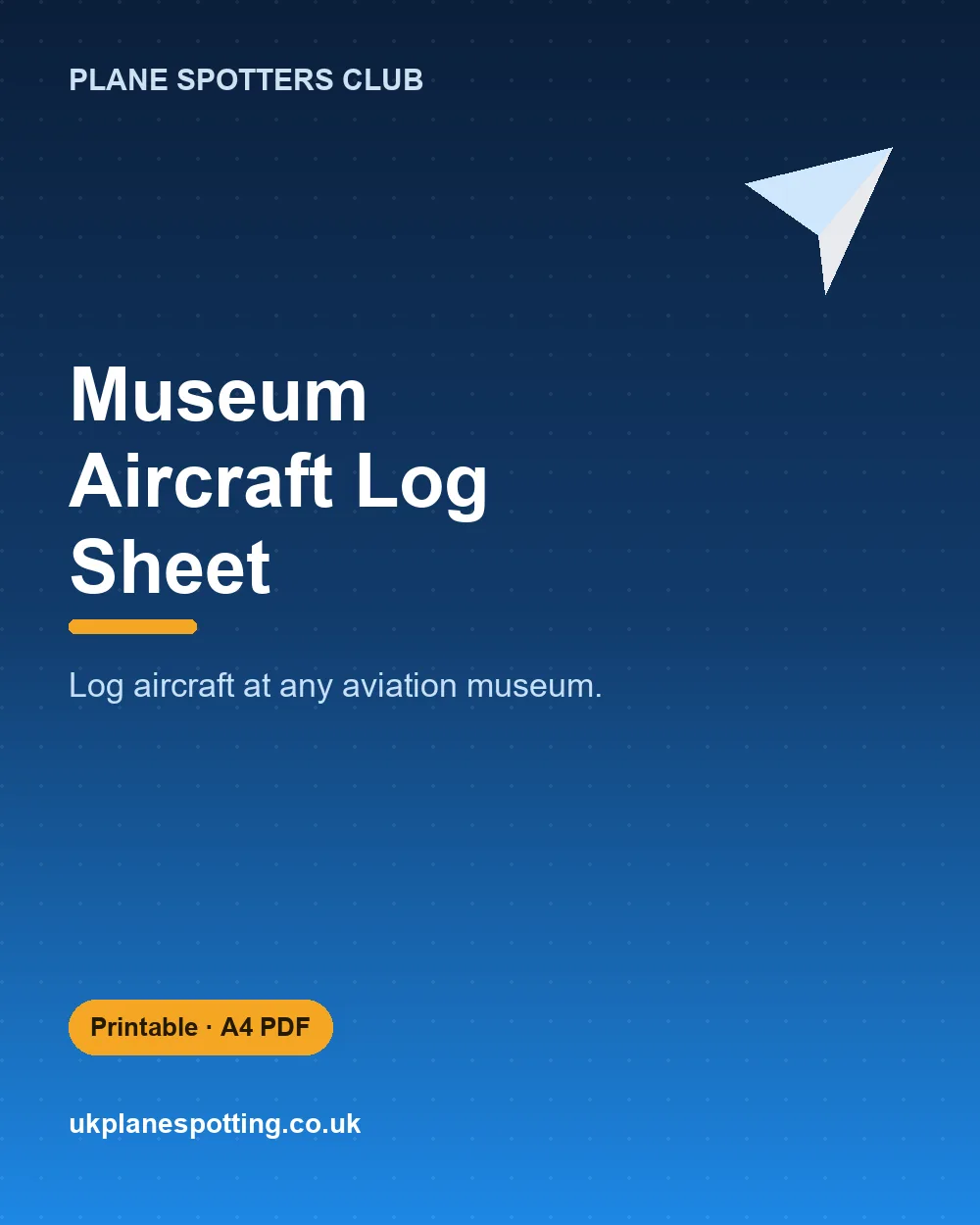 Museum Aircraft Log Sheet printable cover