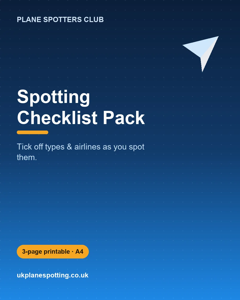 Spotting Checklist Pack — aircraft types and airlines tick-list cover
